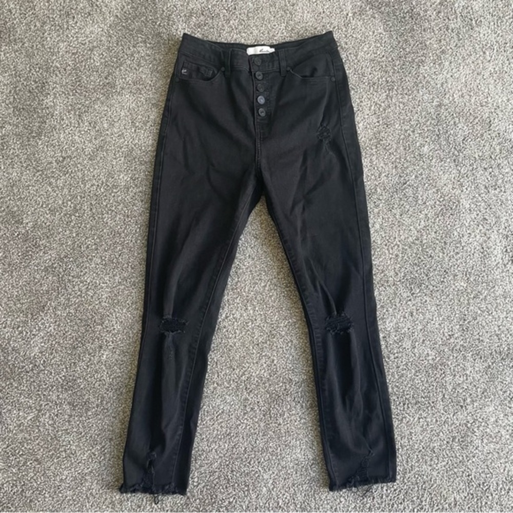 Kancan skinny jeans womens Size 7/ 27 Black high rise button fly stretchy Pants